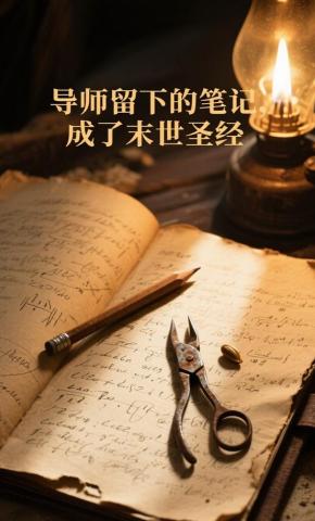 短剧《导师留下的笔记，成了末世圣经》海报