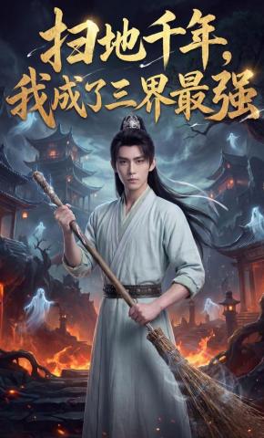 短剧《扫地千年，我成了三界最强》海报