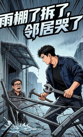 短剧《雨棚拆了，邻居哭了》海报