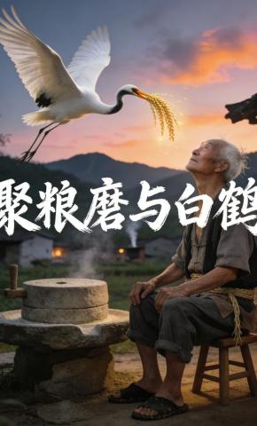 短剧《聚粮磨与白鹤》海报