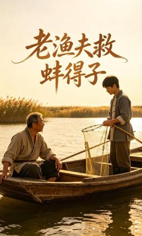 短剧《老渔夫救蚌得子》海报