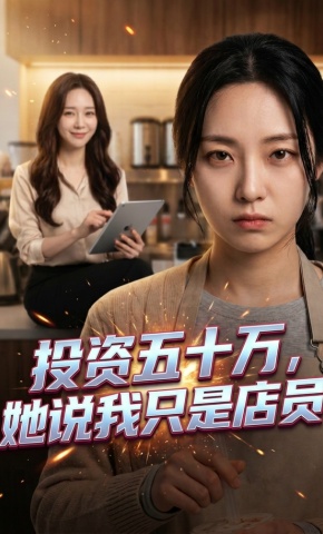 短剧《投资五十万，她说我只是店员》海报