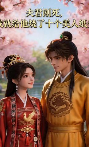 短剧《夫君刚死，我就给他烧了十个美人纸妾》海报