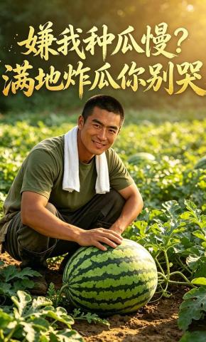 短剧《嫌我种瓜慢，满地炸瓜你别哭》海报