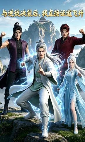 短剧《与逆徒决裂后，我直接证道飞升》海报