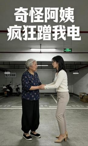 短剧《奇怪阿姨疯狂蹭我电》海报