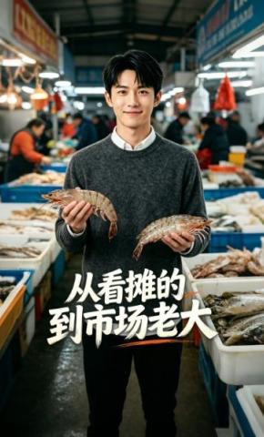 短剧《从看摊的，到市场老大》海报