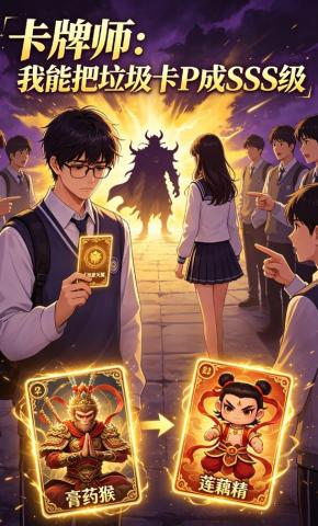 短剧《卡牌师：我能把垃圾卡P成SSS级》海报