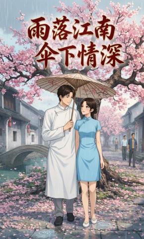 短剧《雨落江南，伞下情深》海报