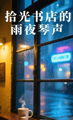 短剧《拾光书店的雨夜琴声》海报