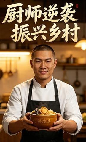 短剧《厨师逆袭，振兴乡村》海报