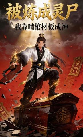 短剧《被炼成灵尸，我靠啃棺材板成神》海报