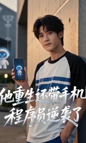 短剧《他重生还带手机，程序员逆袭了》海报
