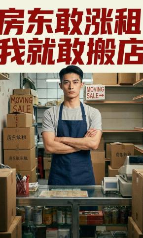 短剧《房东敢涨租，我就敢搬店》海报