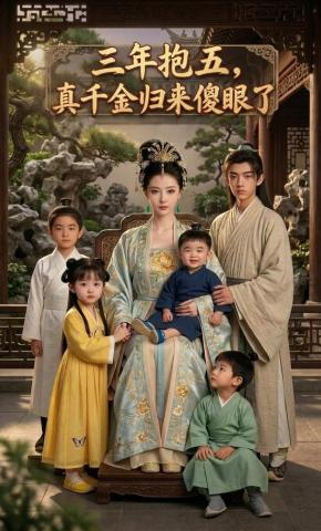 短剧《三年抱五，真千金归来傻眼了》海报