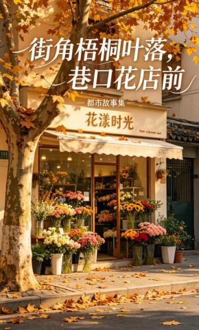 短剧《街角梧桐叶落，巷口花店前》海报