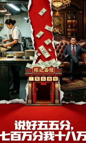 短剧《说好五五分，七百万分我十八万》海报