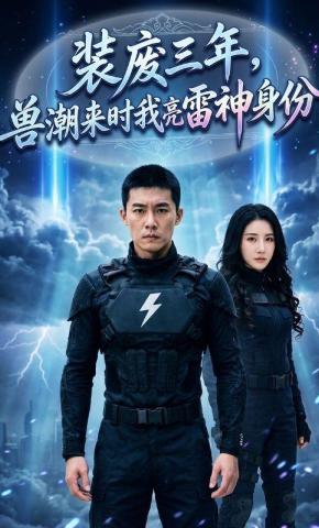 短剧《装废三年，兽潮来时我亮雷神身份》海报