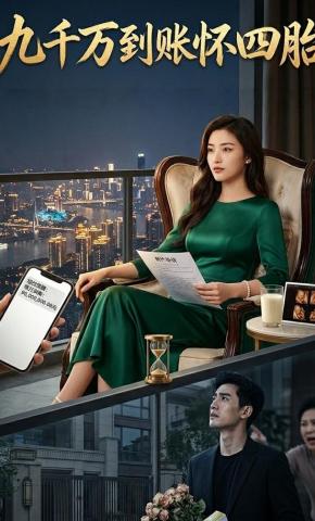短剧《九千万到账怀四胎》海报