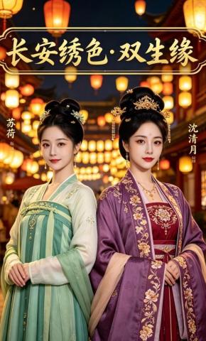 短剧《长安绣色双生缘》海报