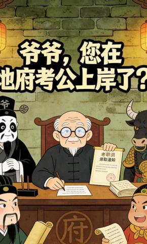 短剧《爷爷，您在地府考公上岸了？》海报