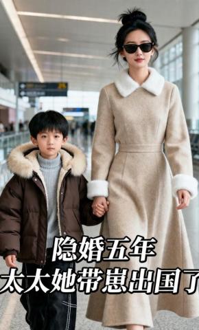 短剧《隐婚五年，太太她带崽出国了》海报