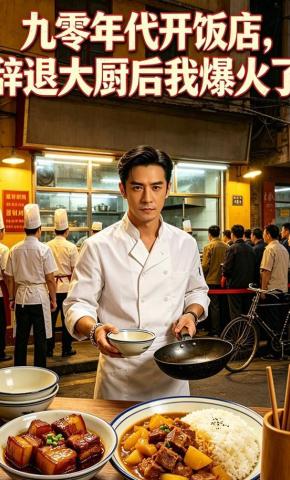 短剧《九零年代开饭店，辞退大厨后我爆火了》海报