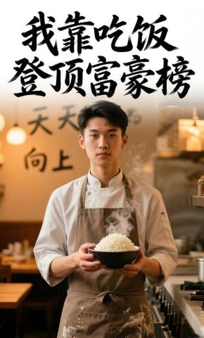 短剧《我靠吃饭登顶富豪榜》海报