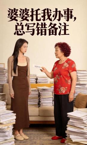 短剧《婆婆托我办事，总写错备注》海报