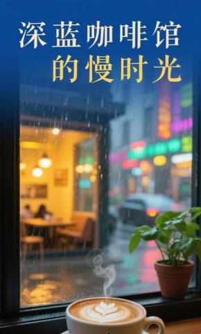 短剧《深蓝咖啡馆的慢时光》海报