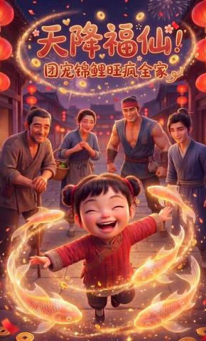 短剧《天降福仙！团宠锦鲤旺疯全家》海报