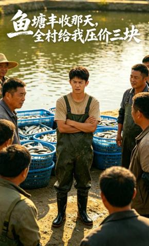 短剧《鱼塘丰收那天，全村给我压价三块》海报