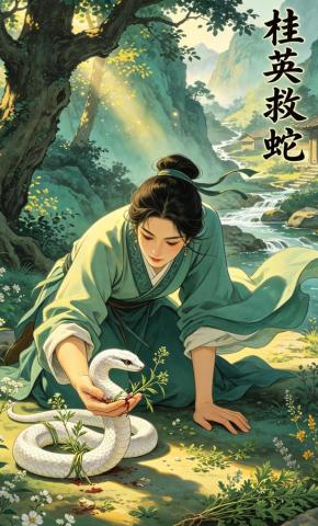 短剧《桂英救蛇》海报