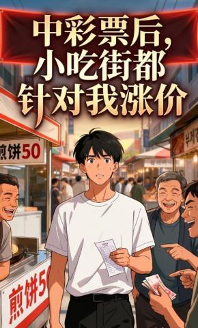 短剧《中彩票后，小吃街都针对我涨价》海报