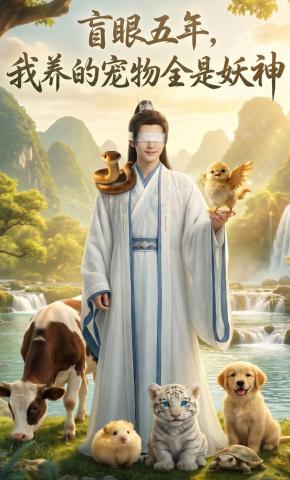 短剧《盲眼五年，我养的宠物全是妖神》海报