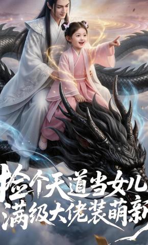 短剧《捡个天道当女儿，满级大佬装萌新》海报