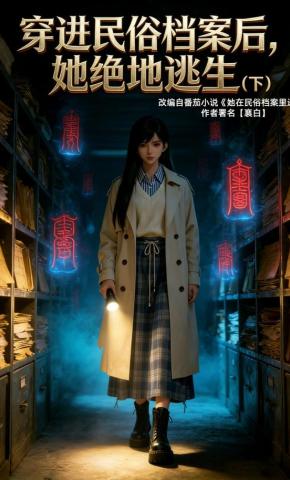 短剧《穿进民俗档案后，她绝地逃生（下）》海报