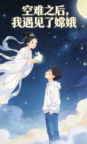 短剧《空难之后，我遇见了嫦娥》海报