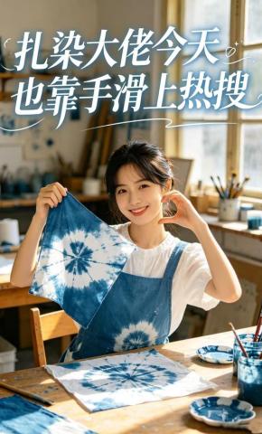 短剧《扎染大佬今天也靠手滑上热搜》海报