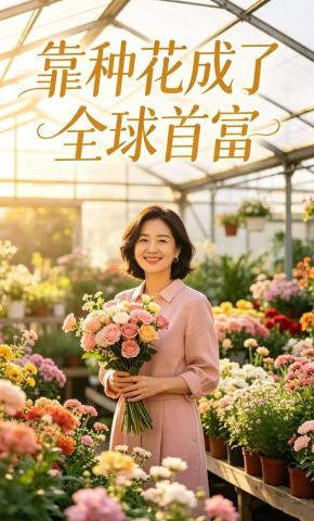 短剧《靠种花成了全球首富》海报