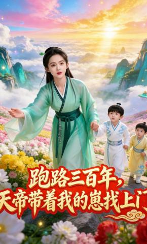 短剧《跑路三百年，天帝带着我的崽找上门》海报