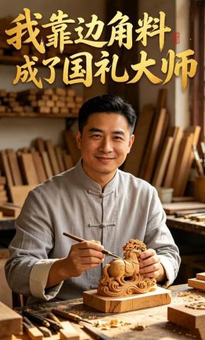 短剧《我靠边角料成了国礼大师》海报