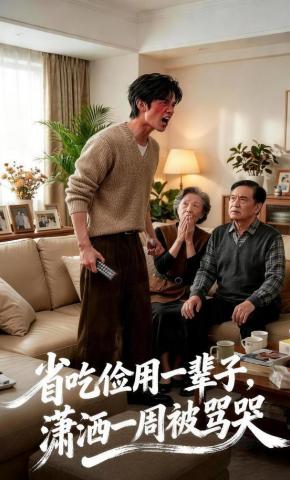 短剧《省吃俭用一辈子，潇洒一周被骂哭》海报