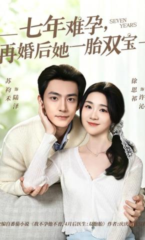 短剧《七年难孕，再婚后她一胎双宝》海报