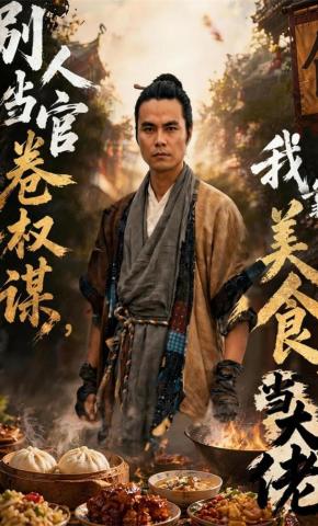 短剧《别人当官卷权谋，我靠美食当大佬》海报