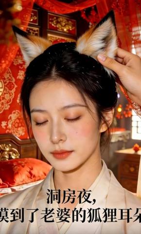 短剧《洞房夜，摸到了老婆的狐狸耳朵》海报