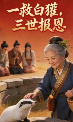 短剧《一救白獾，三世报恩》海报