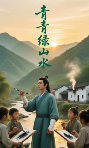 短剧《青青绿山水》海报