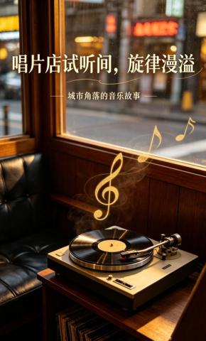 短剧《唱片店试听间，旋律漫溢》海报