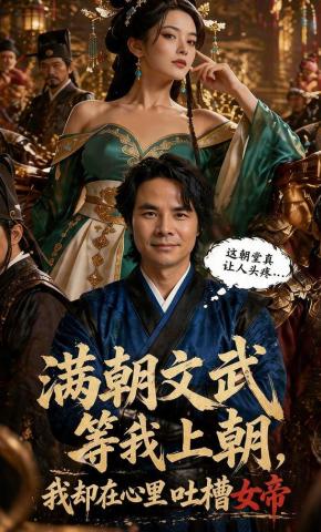 短剧《满朝文武等我上朝，我却在心里吐槽女帝》海报